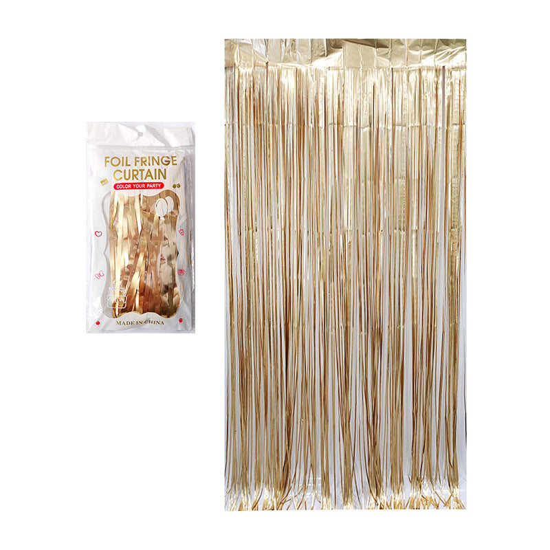 Matte bronze color party backdrop foil fringe curtains, foil tinsel streamers for party decorations, photo booth, wedding, engagement, birthday, baby shower, disco party
