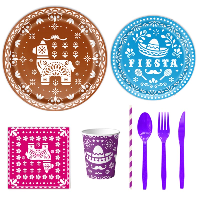 Mexican Fiesta Colorful Set for 10 Guests