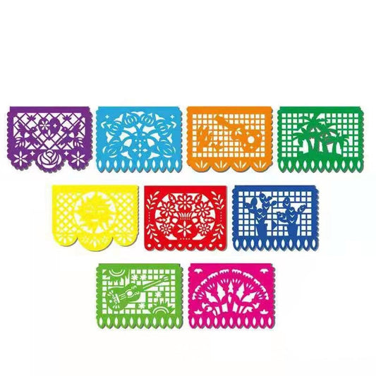 Mexican fiesta non-woven fabric colorful banner bunting for Halloween party, Day of the Dead,  Día de los Muertos, fiesta party. 