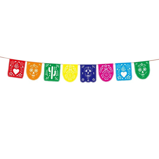 Mexican fiesta non-woven fabric colorful banner bunting for Halloween party, Day of the Dead,  Día de los Muertos, fiesta party. 