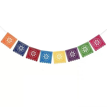 Mexican fiesta non-woven fabric colorful banner bunting for Halloween party, Day of the Dead,  Día de los Muertos, fiesta party. 