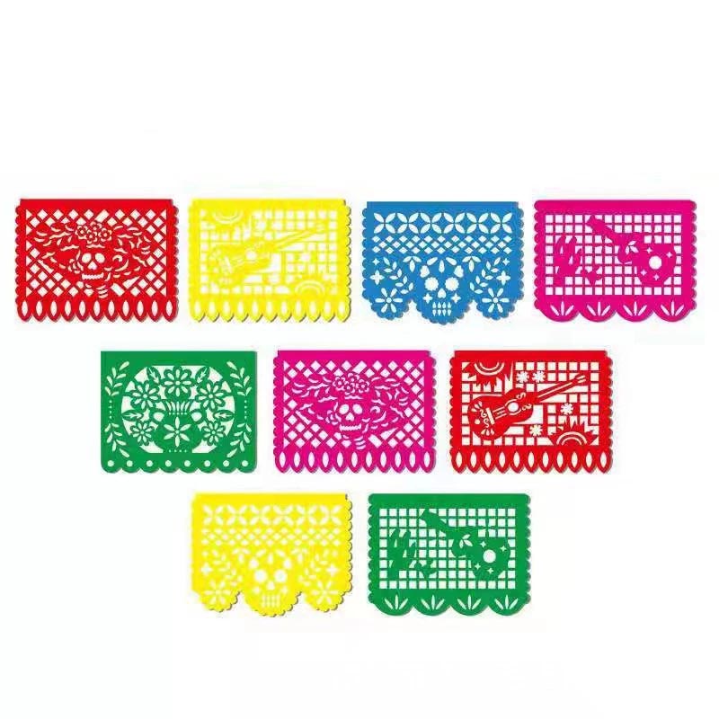 Mexican fiesta non-woven fabric colorful banner bunting for Halloween party, Day of the Dead,  Día de los Muertos, fiesta party. 