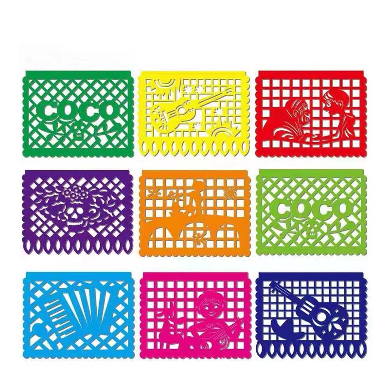 Mexican fiesta non-woven fabric colorful banner bunting for Halloween party, Day of the Dead,  Día de los Muertos, fiesta party. 