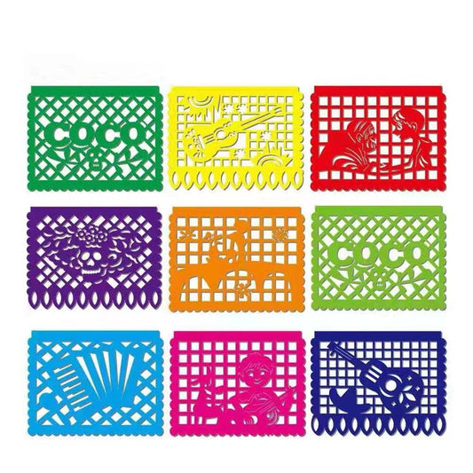 Mexican fiesta non-woven fabric colorful banner bunting for Halloween party, Day of the Dead,  Día de los Muertos, fiesta party. 
