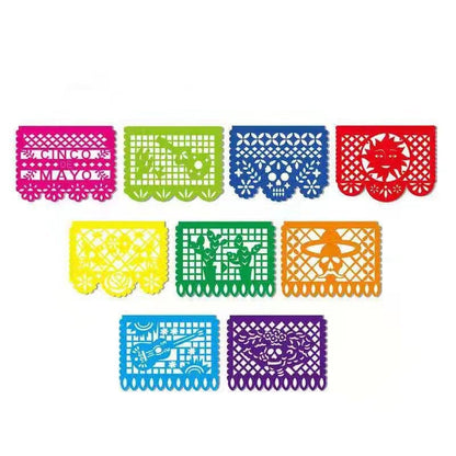 Mexican fiesta non-woven fabric colorful banner bunting for Halloween party, Day of the Dead,  Día de los Muertos, fiesta party. 