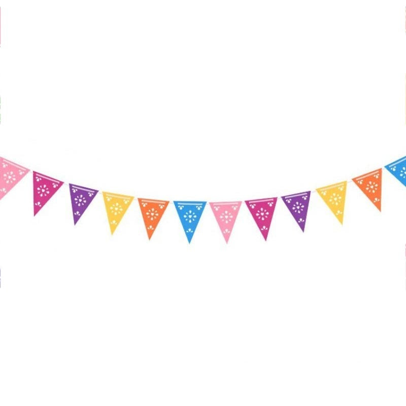 Mexican fiesta non-woven fabric colorful pennant flag banner bunting for Halloween party, Day of the Dead,  Día de los Muertos, fiesta party, birthday party. 