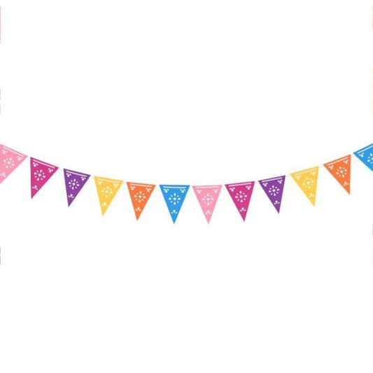 Mexican fiesta non-woven fabric colorful pennant flag banner bunting for Halloween party, Day of the Dead,  Día de los Muertos, fiesta party, birthday party. 