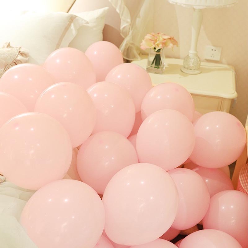 Pastel pink thickened round latex party balloons for birthday, wedding, graduation, baby shower, engagement, anniversary decorations. 