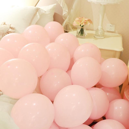 Pastel pink thickened round latex party balloons for birthday, wedding, graduation, baby shower, engagement, anniversary decorations. 