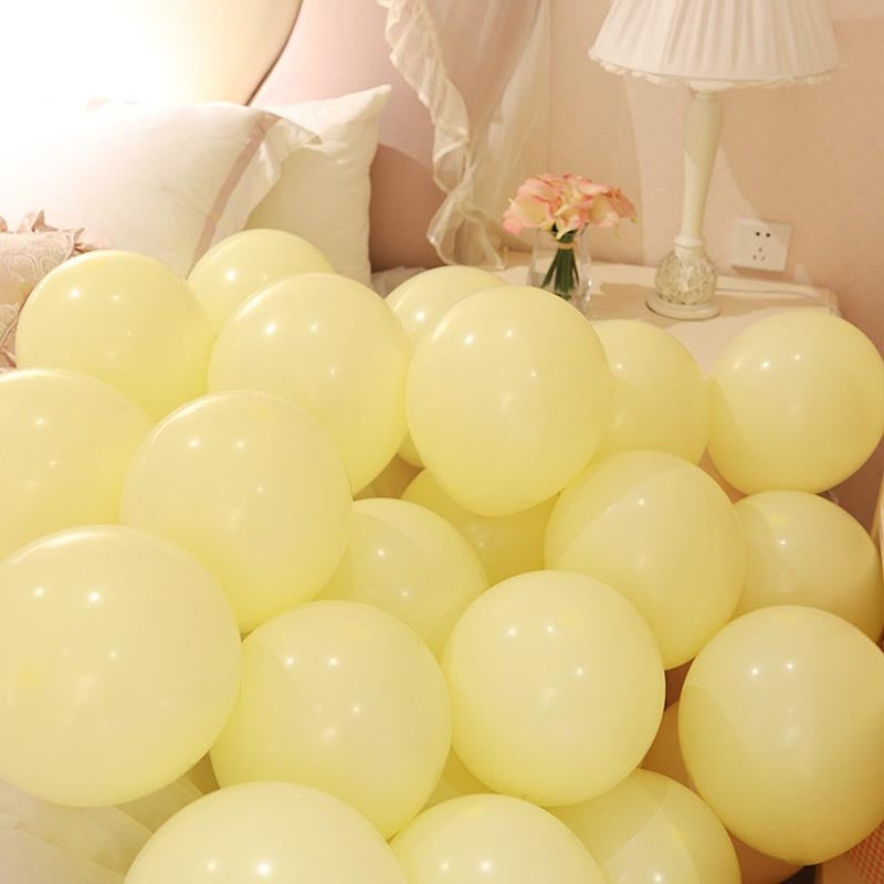 Pastel yellow thickened round latex party balloons for birthday, wedding, graduation, baby shower, engagement, anniversary decorations. 