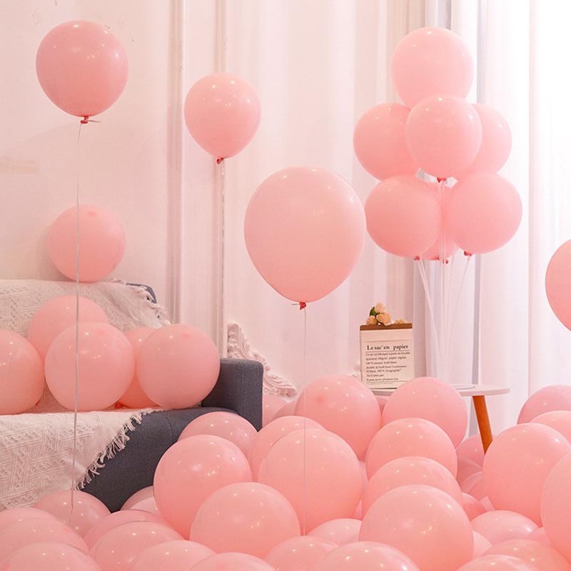 Pink thickened round latex party balloons for birthday, wedding, graduation, baby shower, engagement, anniversary decorations. 