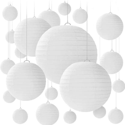 Plain white paper lanterns, suitable for DIY painting, design your own unique artwork, for both kids and adults. Hanging decoration, ceiling decoration for parties, wedding, engagement, anniversary,  graduation. birthday, baby shower