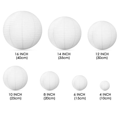 PLAIN WHITE Paper Lanterns 10Pcs  4"/6"/8"/10"/12"/14"/16"  (Choose Your Own Size)