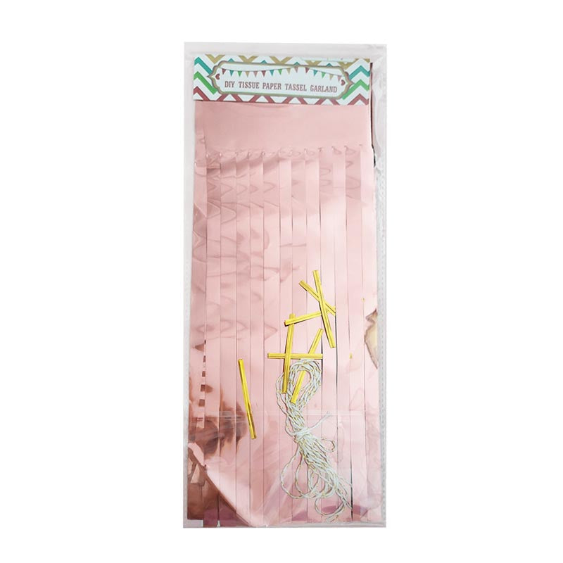 rose gold color tassels garland tissue paper banner for any party decorations, hangings, ceiling decorations, for birthday, wedding, anniversary, engagement, graduation, baby shower