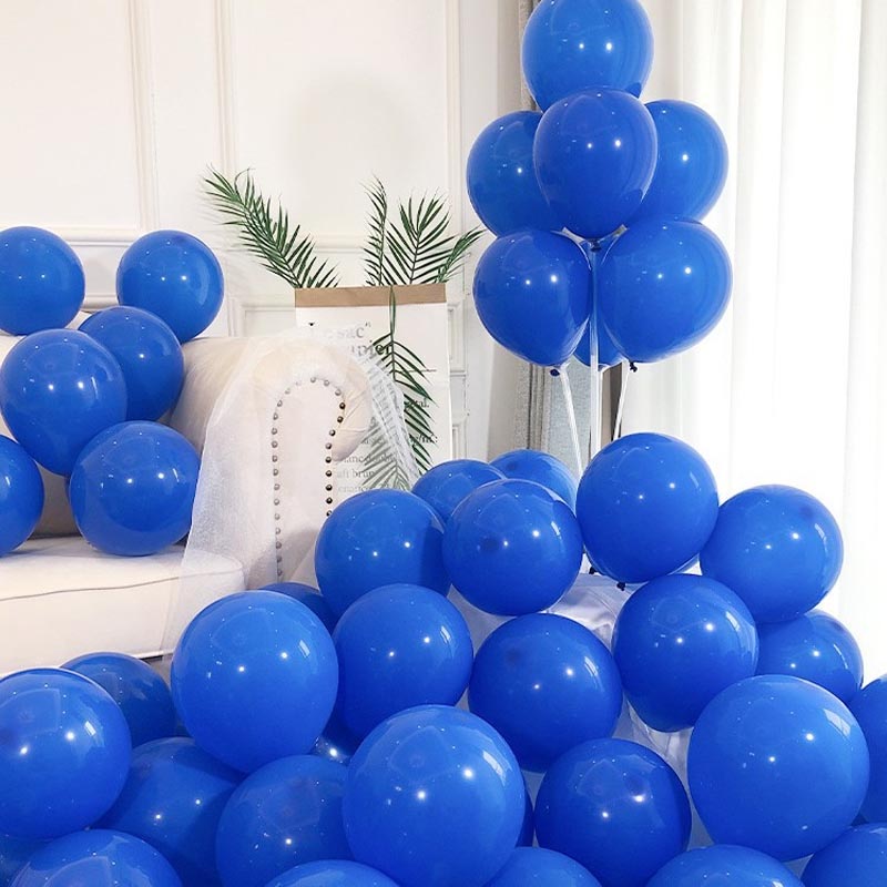 Royal blue matte thickened round latex party balloons for birthday, wedding, graduation, baby shower, engagement, anniversary decorations. 