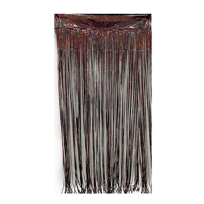 Shiny black party backdrop foil fringe curtains, foil tinsel streamers for party decorations, photo booth, wedding, engagement, birthday, baby shower, disco party