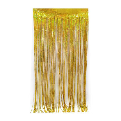 Shiny rose party backdrop foil fringe curtains, foil tinsel streamers for party decorations, photo booth, wedding, engagement, birthday, baby shower, disco party