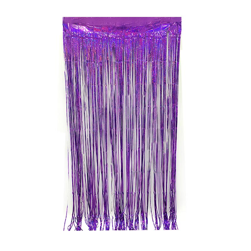 Shiny purple party backdrop foil fringe curtains, foil tinsel streamers for party decorations, photo booth, wedding, engagement, birthday, baby shower, disco party